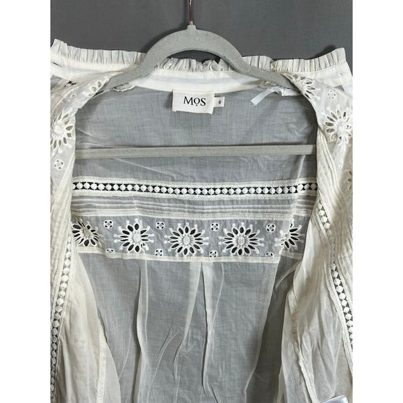 MOS The Label Mystical Embroidery Blouse 100% Cotton Ladies Size 2 Coquette - Picture 9 of 14